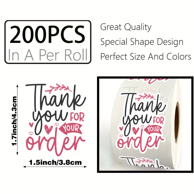 200Piece/roll  Thank You for Y - Sticker Label Roll 评论和价格