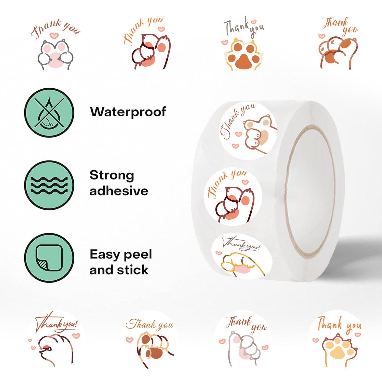 JCAC 500pcs/roll Cute Cartoon  - Sticker Label Roll 评论和价格